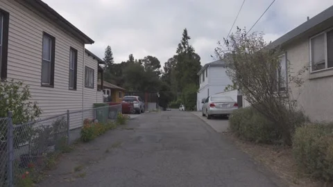 Residential Alleyway Cloudy Morning Stock Footage
