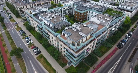 Residential Apartment Complex. Static Shot. Aerial View Stock Footage 91498540