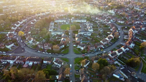 Residential area making a circular round shape at sunset. Stock-Footage 258305682