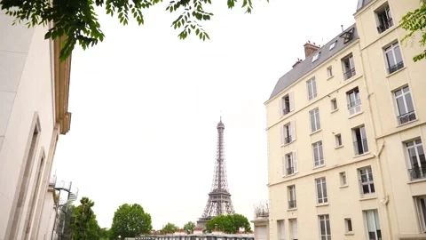 Residential area of Paris close to the Eiffel Tower  Stock Footage 237923021