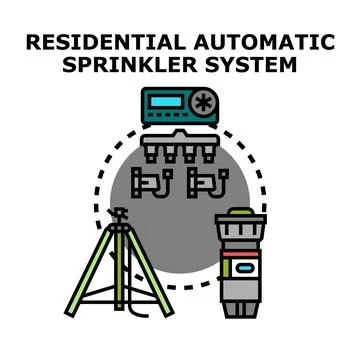 Residential automatic sprinkler system icon vector concept Stock Illustration