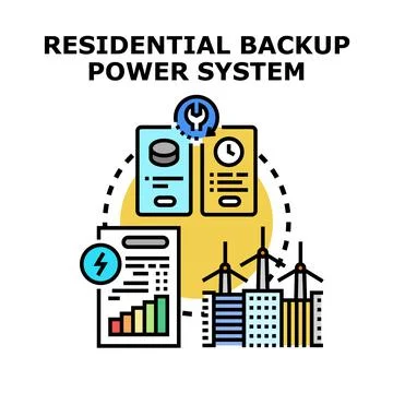 Residential backup power system managing sustainable energy supply Ilustración de archivo