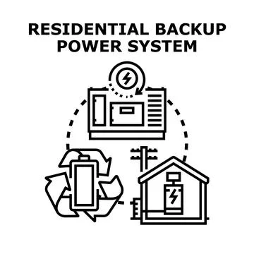 Residential backup power system providing electricity energy Stock Illustration