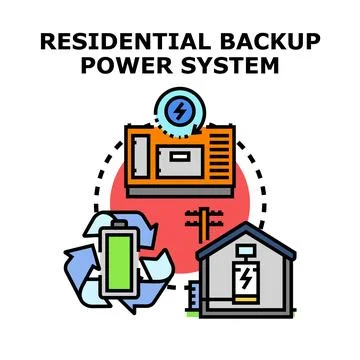 Residential backup power system providing electricity energy Stock Illustration
