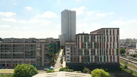 Residential blocks with large windows and colourful balconies Stock-Footage 156703382