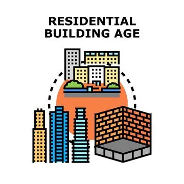 Residential building age evaluating process concept Stock Illustration