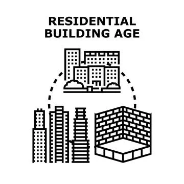 Residential building age evaluating process concept Ilustración de archivo