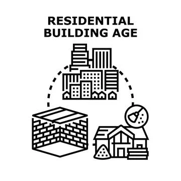 Residential building age factor concept vector illustration Ilustración de archivo
