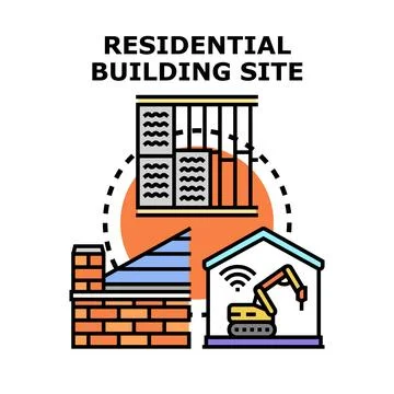 Residential building construction site development concept Illustrazione stock