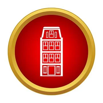 Residential building flat icon on red button Ilustración de archivo