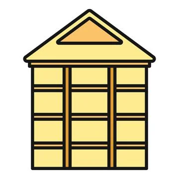 Residential building icon featuring windows and a pitched roof Ilustración de archivo