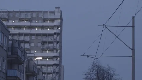 Residential building at night Stock Footage 73703686