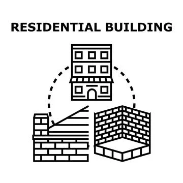 Residential building outlining construction process concept Stock Illustration