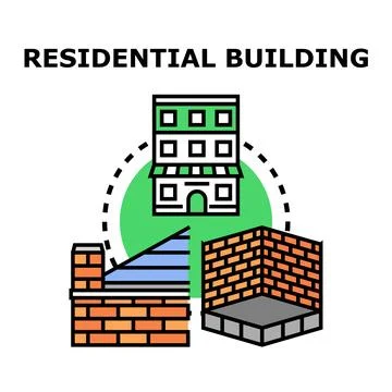 Residential building outlining construction process concept 스톡 일러스트