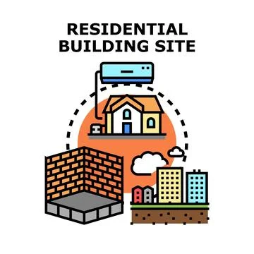 Residential building site development planning housing concept Stock Illustration