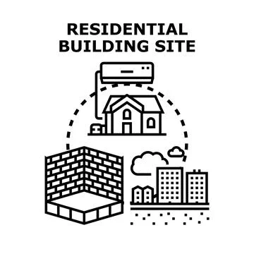 Residential building site development planning housing concept Stock Illustration