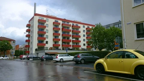 Residential Building in Small Town Stock Footage 92194078