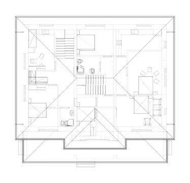 Residential building technical drawing Stock Illustration
