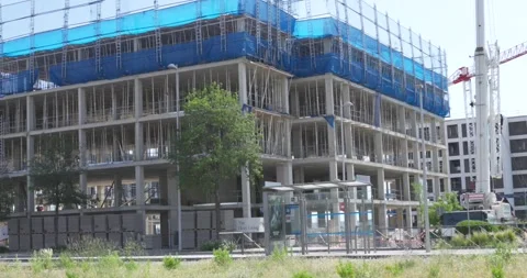 Residential building under construction in Valdebebas Madrid Stock Footage 335652263