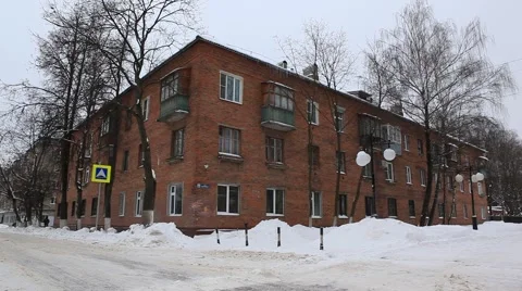 Residential building, winter Stock Footage 49087747