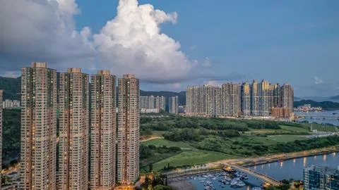 Residential community development construction project in Tseung Kwan July .. Stock Photos
