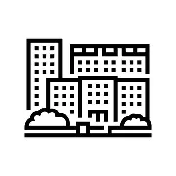 Residential complex apartment building line icon vector illustration Stock Illustration