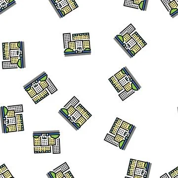 Residential complex apartment building vector seamless pattern Stock Illustration