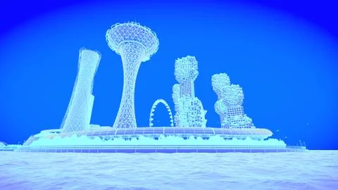 Residential complex. Concept future city skyline. Futuristic business vision Stock Illustration