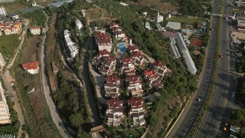 Residential complex with cottages on the mountain Stock Footage 256926921