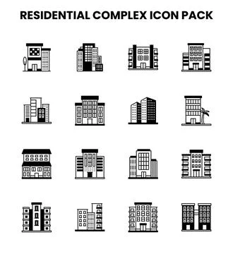 Residential Complex DuoTone Icons Pack Stock Illustration