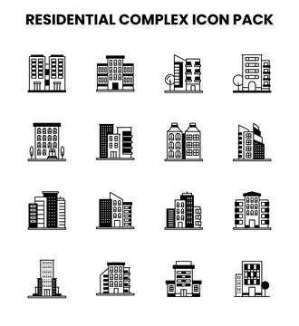Residential Complex DuoTone Set Icons Pack Ilustración de archivo