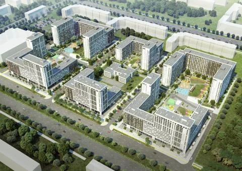 Residential complex Stock-Illustration