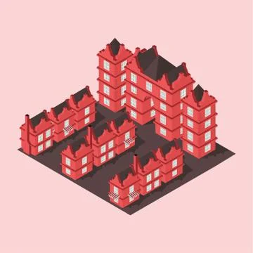 Residential complex isometric Stock Illustration