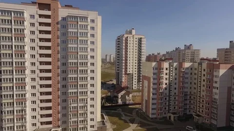 Residential complex, Minsk, Belarus, aerial shot Stock Footage 85015553
