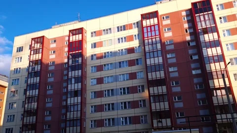 Residential complex. Multi-family panel houses, urban area. Apartment buildings Vídeo Stock 312353434