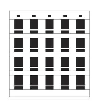 Residential complex, office facade 2D line object Stock Illustration