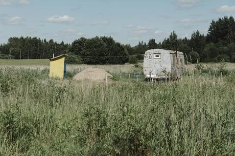 A residential construction container at the beginning of a private home const 写真素材