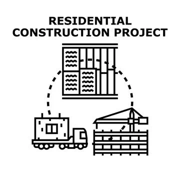 Residential construction project process icon concept Stock Illustration