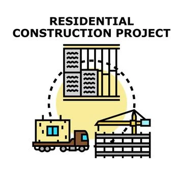 Residential construction project process icon concept Stock Illustration