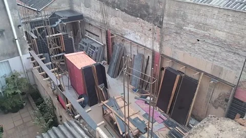 Residential construction site building project animation showing steel Stock Footage 339301843