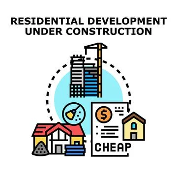 Residential development construction selling discount properties vector Illustrazione stock
