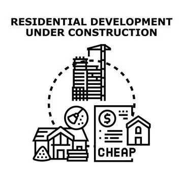Residential development construction selling discount properties vector Stock Illustration