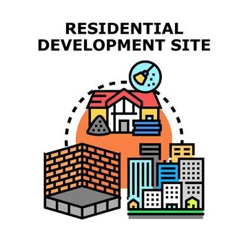 Residential development site creating new housing construction Stock Illustration