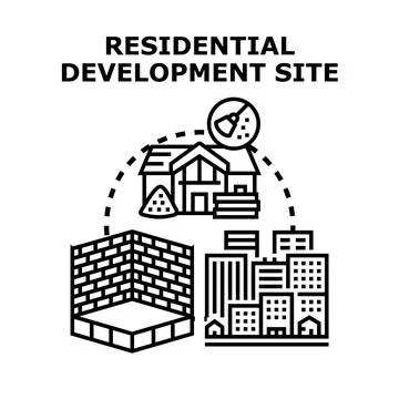Residential development site creating new housing construction Stock Illustration