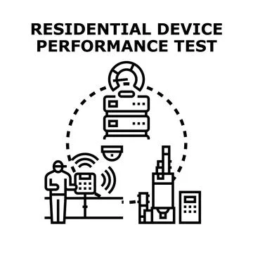 Residential device performance testing and evaluation concept Illustrazione stock