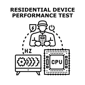 Residential device performance testing computing speed maintenance Illustrazione stock