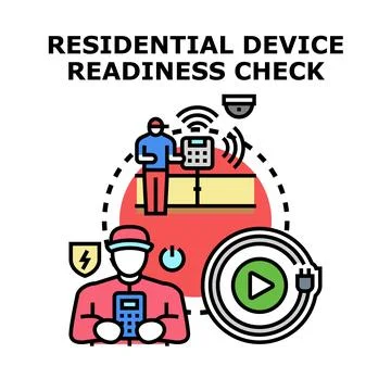 Residential device readiness checking home smart system 스톡 일러스트