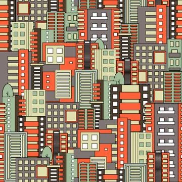Residential district seamless pattern Stock Illustration