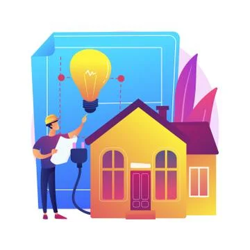 Residential electrical construction abstract concept vector illustration. Ilustración de archivo
