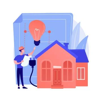 Residential electrical construction abstract concept vector illustration. Ilustración de archivo